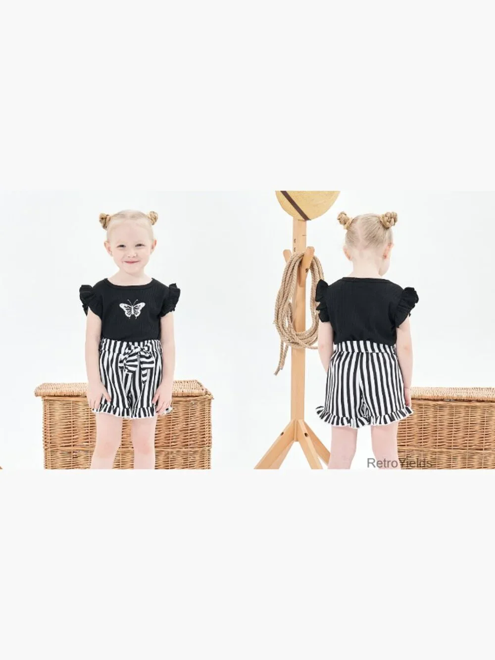 Toddler Girls 2 Piece Summer Outfit Heart Tank Top & Shorts